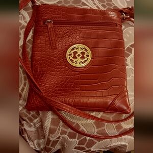 Chateau International Crossbody  RED Faux Snake Skin Leather/ Adjustable Straps